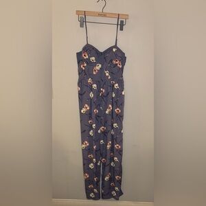 Band of Gypsies Floral Wide Leg Jumpsuit in Purple and Pink Sz. L (D2)